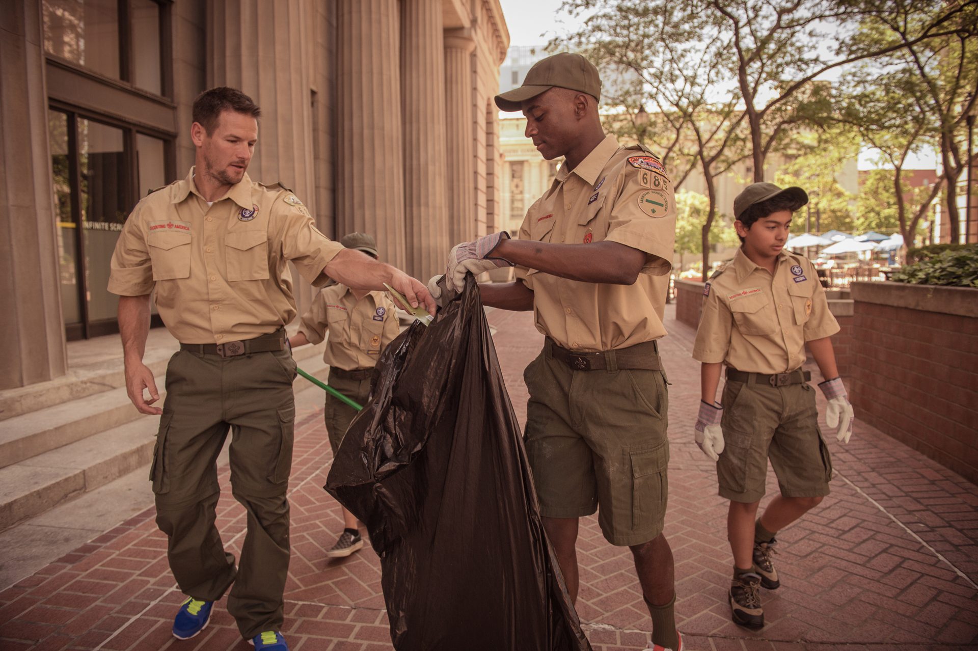 Scouts doing a community service project